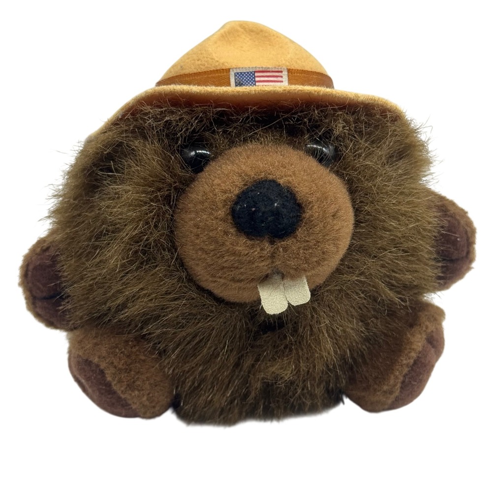 Stuffed Animal House Beaver Plush Park Ranger Hat American Flag Brown 4.5" 2013